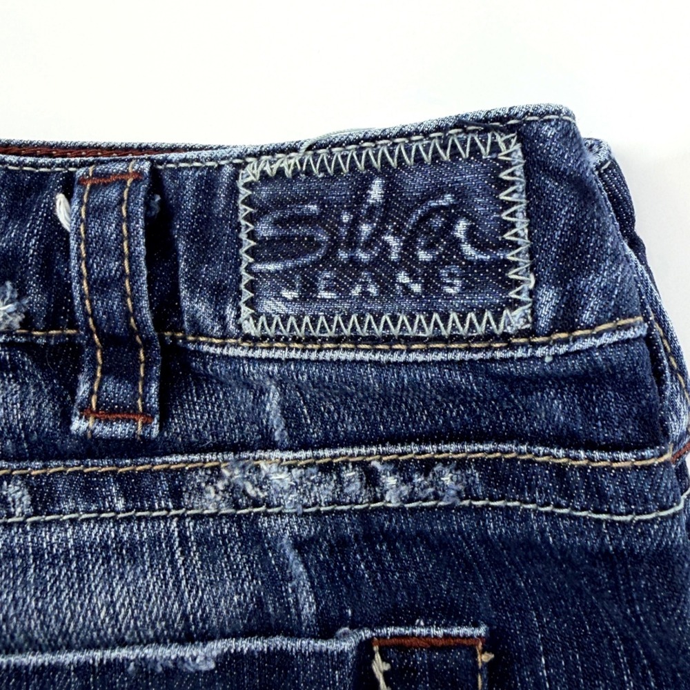 Silver Jeans Tuesday Flare Women 31x31 Dark Wash Low Rise Distressed - Picture 5 of 14